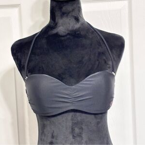 OP Bikini Top Women’s Junior Size Medium 7-9 Black Push Up Bandeau Strapless
